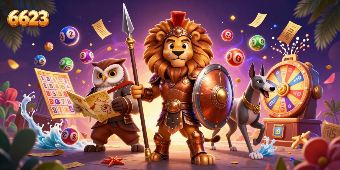 Engage with the thrilling atmosphere of 6623's vibrant casino gaming experience through animated lottery balls and dynamic prizes.