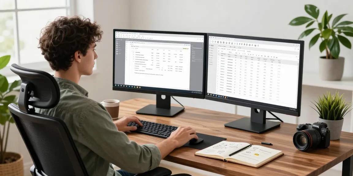 WPS Download on a desktop with a user in a modern office setup