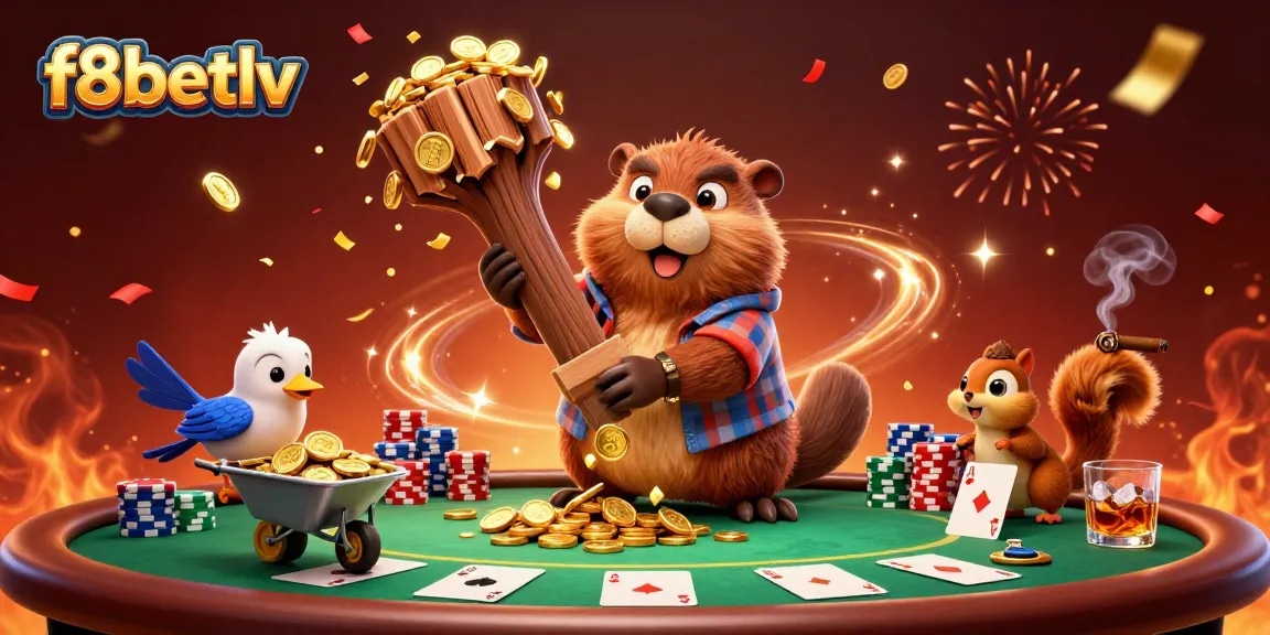 Experience high-stakes fun with F8BETLV's exciting cartoon casino scene featuring lively characters and vibrant gaming elements.