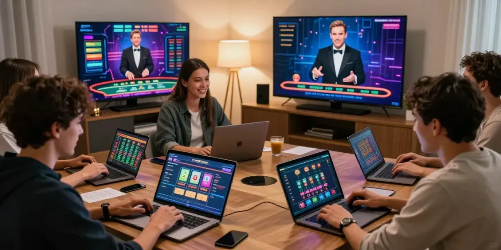 Exciting gaming scene at https://fc88v1.com/ with diverse players enjoying live casino and vibrant gaming options.