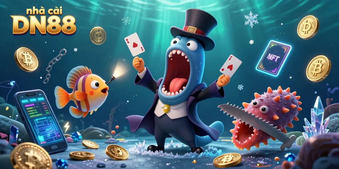 Engage in thrilling magic with nhà cái DN88 showcasing dazzling card tricks and vibrant crypto elements.