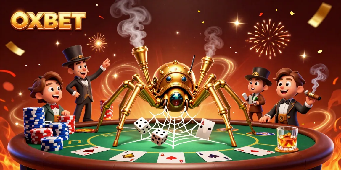 Winning at OXBET with a steampunk twist, showcasing casino elements and strategy.