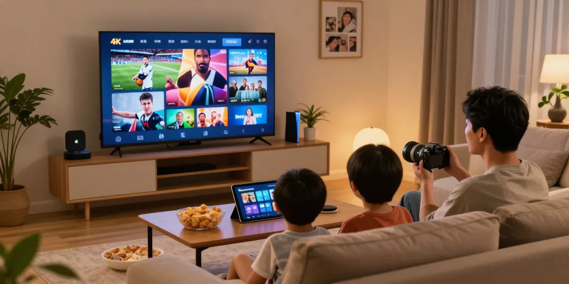 Profitez du meilleur IPTV Canada avec une famille se divertissant devant la télévision.