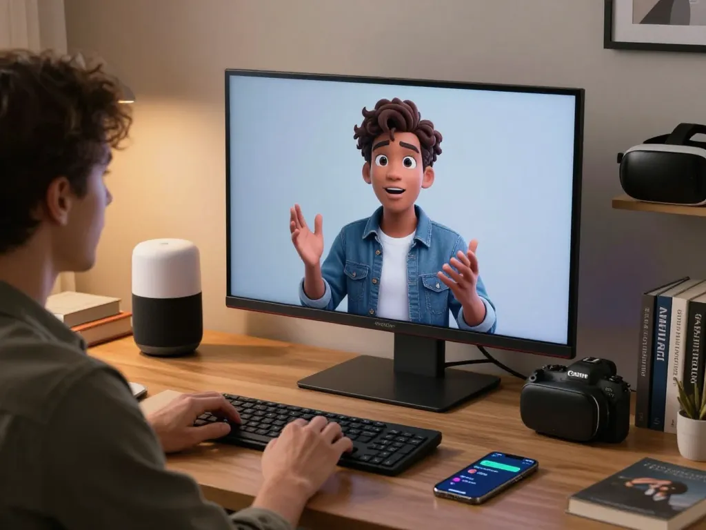 Engaging with CrushOn AI character on a modern touchscreen display, showcasing interactive technology.