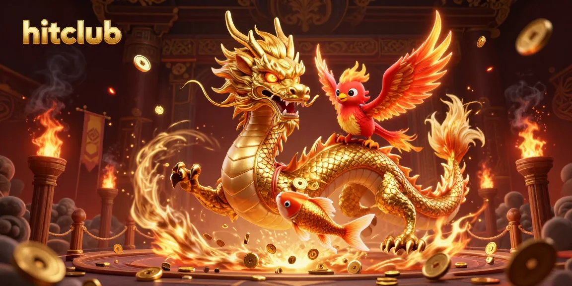 Experience thrilling gameplay with hitclub's vibrant 3D casino scene featuring a dragon and phoenix.