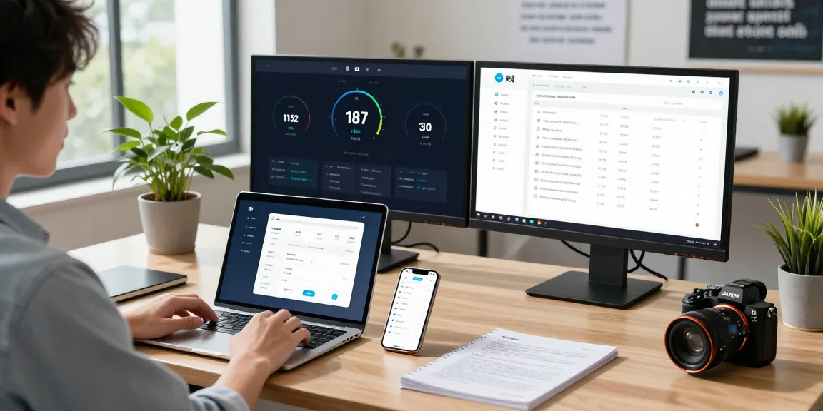 快连 app in a modern tech workspace showcasing fast network performance and user engagement.