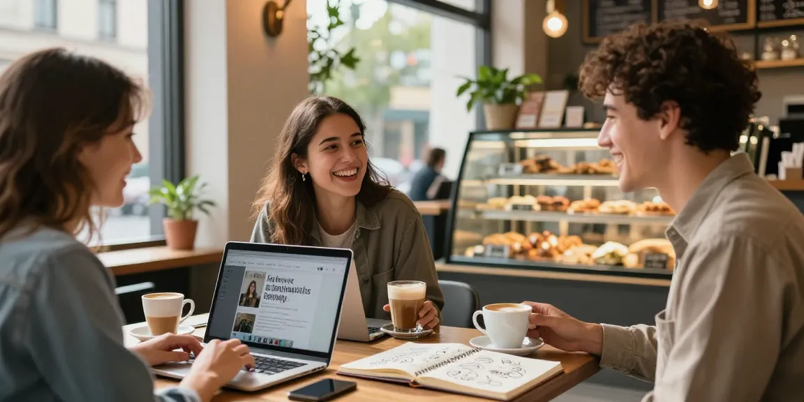Friends enjoying coffee while discussing a crush on someone in a cozy cafe setting.