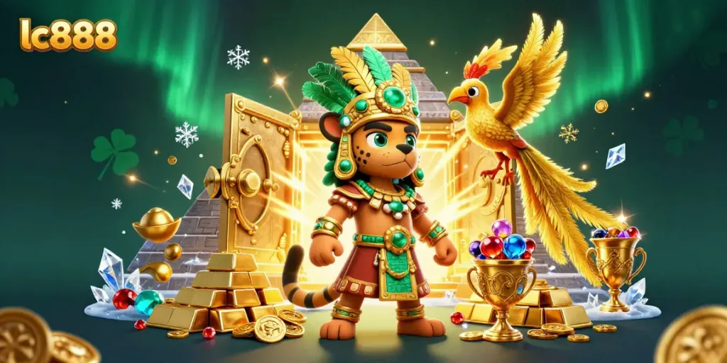 Play thrilling casino games at lc888 with vibrant scenes of wealth and excitement.