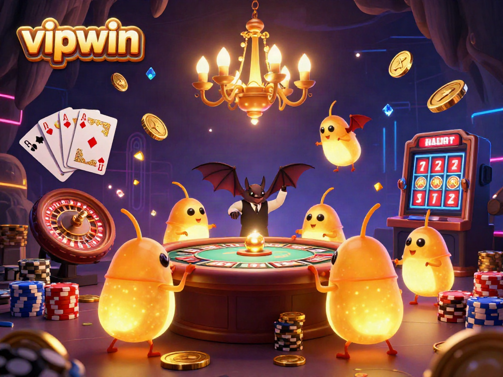 Experience exhilarating wins at vipwin casino with glowing characters, vibrant elements, and thrilling gaming action.