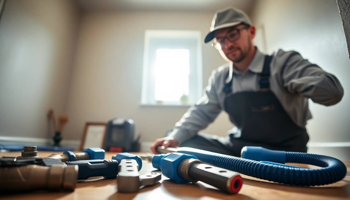 Expert plumber north shore repairing pipes in a sunlit home setting.