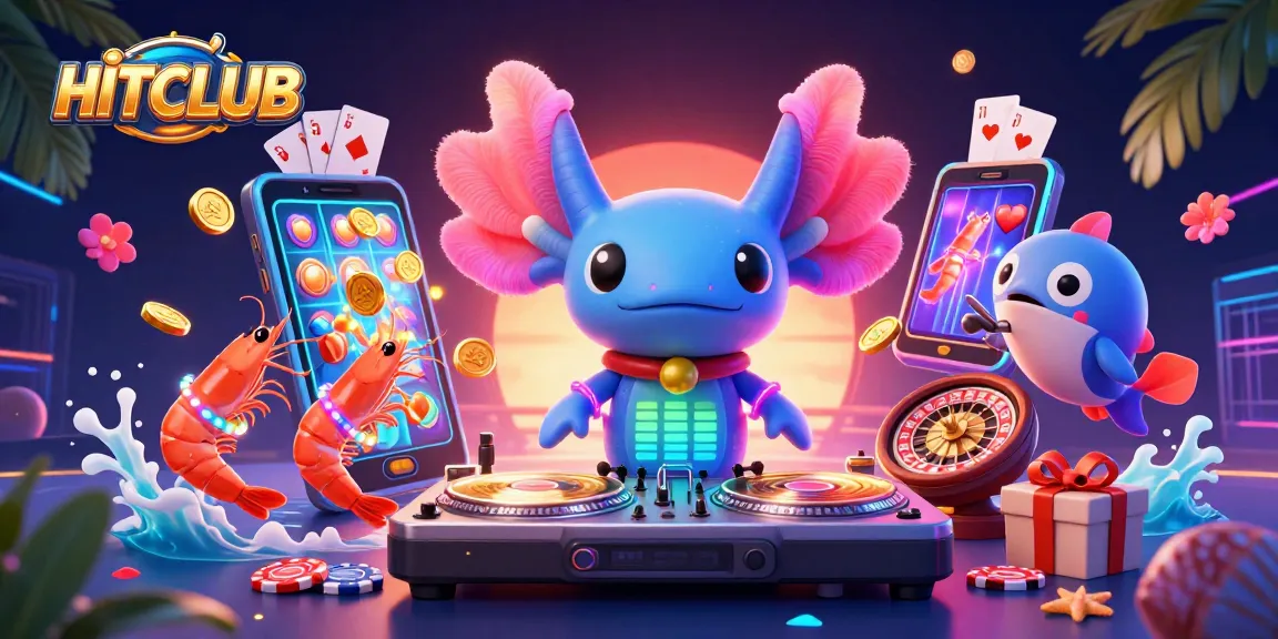 Experience the excitement at HITCLUB with vibrant casino elements and lively characters.
