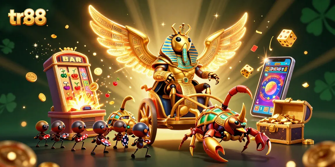 tr88 mini golf adventure with a colossal golden scarab and dazzling casino elements