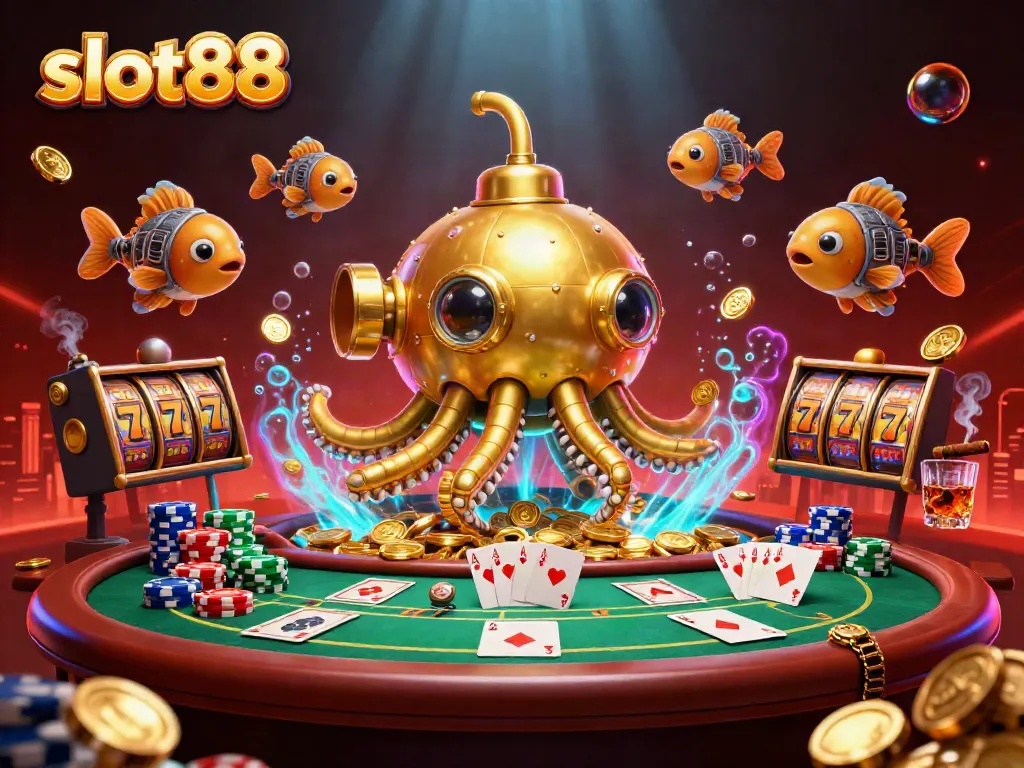 Play exciting slot88 games with dynamic casino elements in a colorful underwater scene.