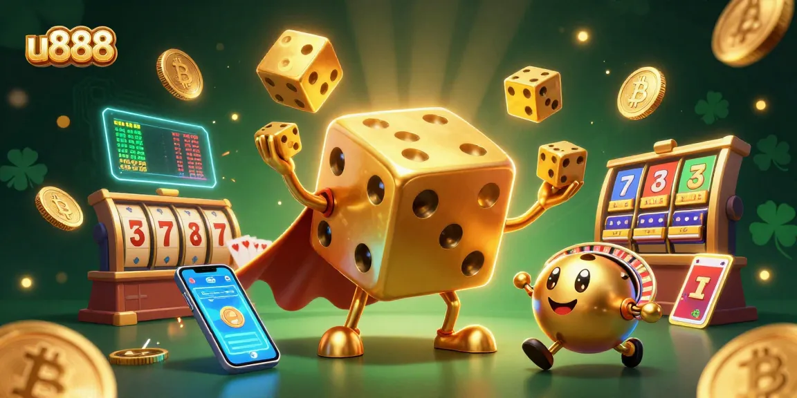 Experience thrilling slots with u888 as golden dice characters juggle lucky symbols!