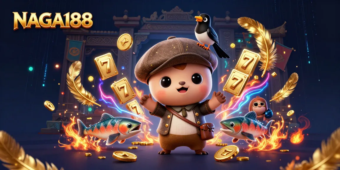 NAGA188 hadiah jackpot slot dengan karakter lucu yang berinteraksi bersama, menggambarkan suasana kasino yang seru.