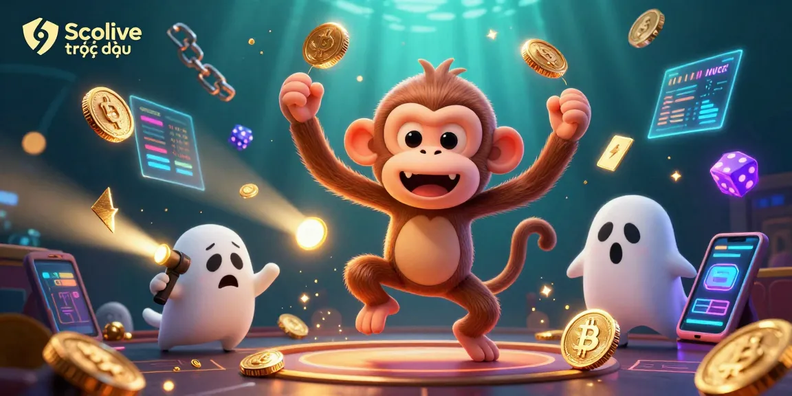 Experience Socolive trực tiếp with an engaging casino scene featuring a playful ghost with betting elements.