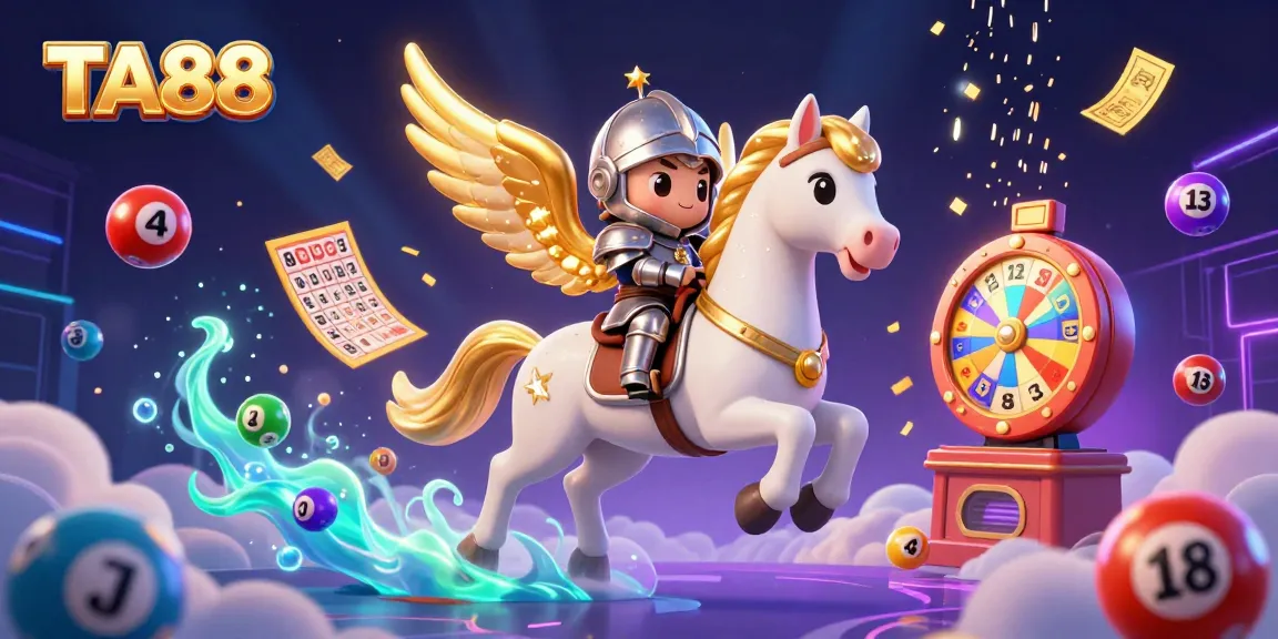 Experience the vibrant world of TA88 with a celestial horse galloping amidst colorful gambling elements.