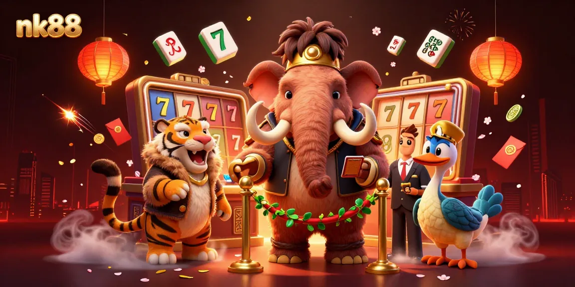 Engage with the vibrant nk88 casino scene featuring a woolly mammoth bouncer, saber-tooth VIP, and dodo doorman.