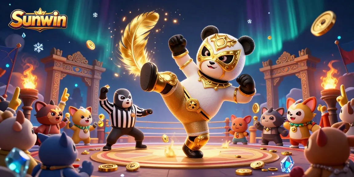 Engage in exciting action with Sunwin's dynamic casino atmosphere featuring vibrant characters and intricate game elements.