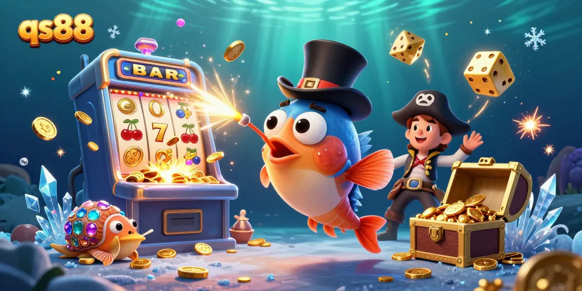 Spin and win with qs88 in an exhilarating underwater casino adventure featuring vibrant characters and jackpots.