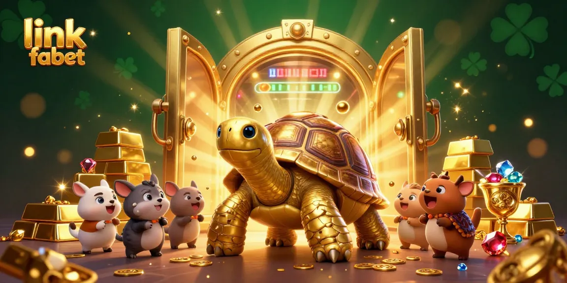 Engage with link fabet's vibrant casino adventure featuring a golden tortoise pinball machine and treasure galore.